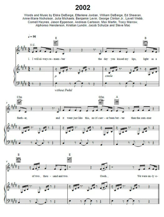 2002 printable free sheet music for piano 