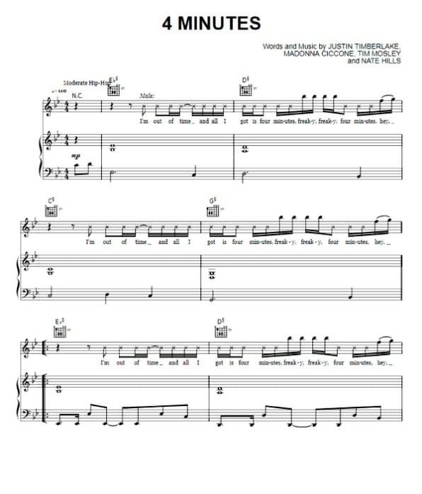 4 minutes printable free sheet music for piano 