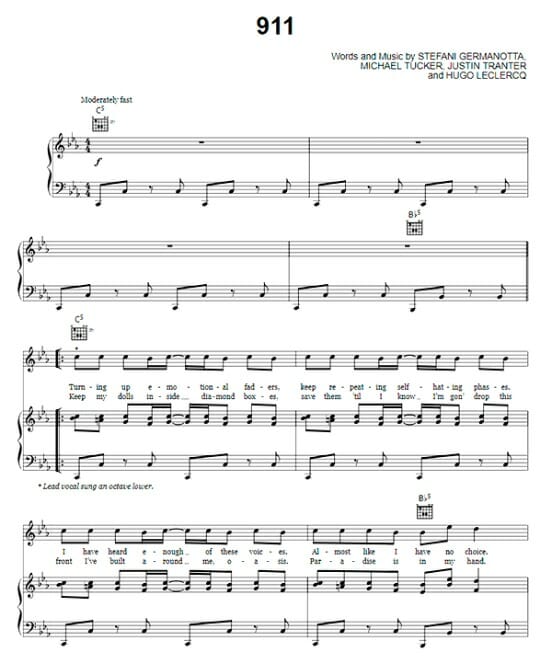 911 printable free sheet music for piano 