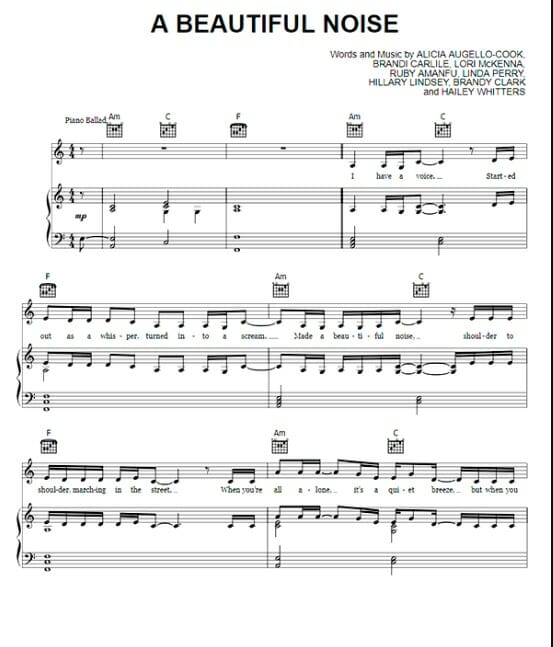 a beautiful noise printable free sheet music for piano 