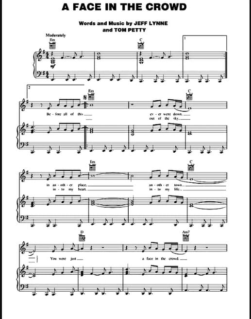 a face in the crowd printable free sheet music for piano 