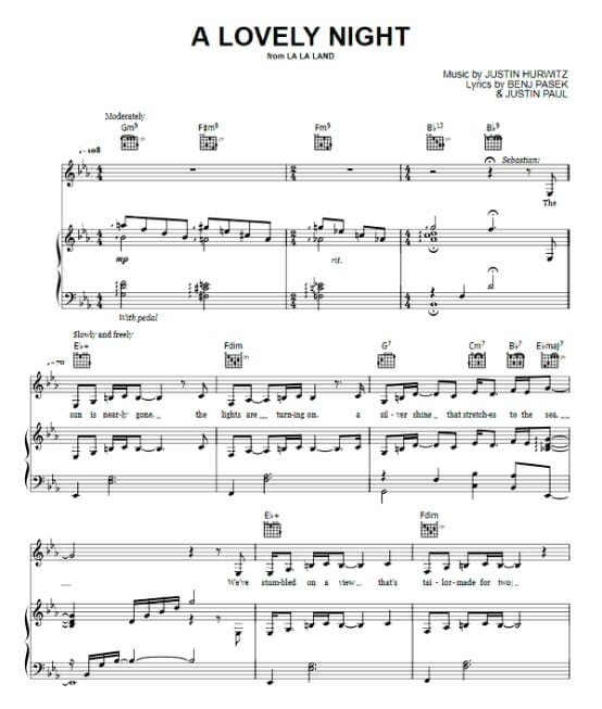 a lovely night printable free sheet music for piano 