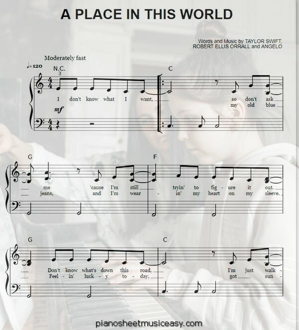 a place in this world piano sheet music pdf