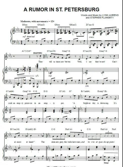 a rumor in st petersburg printable free sheet music for piano 