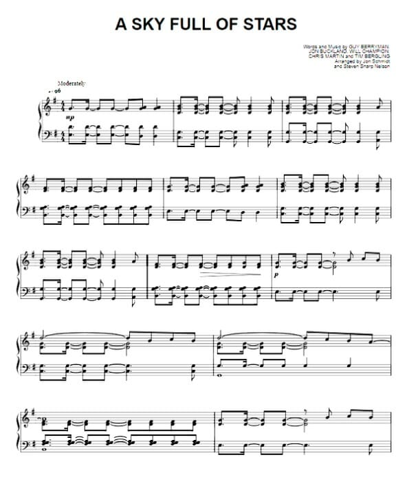 a sky full of stars the piano guys printable free sheet music for piano 