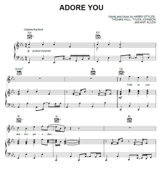adore you printable free sheet music for piano 