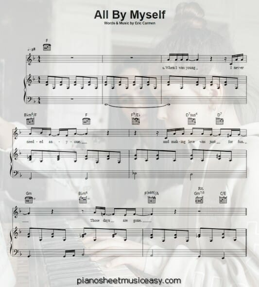 all by myself printable free sheet music for piano 