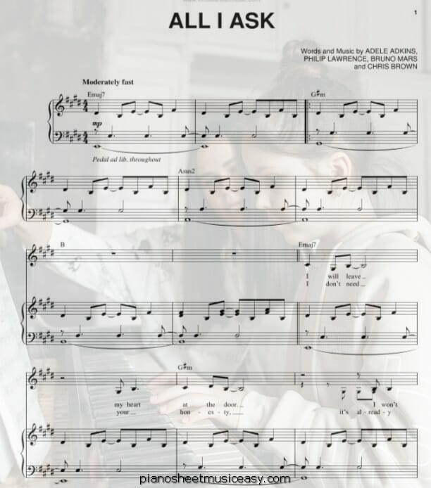 all i ask printable free sheet music for piano 