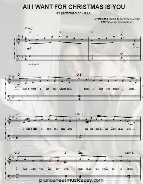 all i want for christmas is you printable free sheet music for piano 