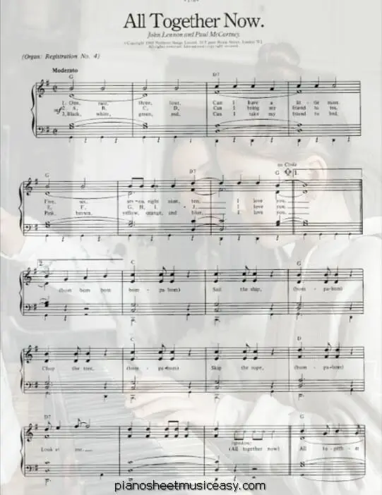 all together now printable free sheet music for piano 