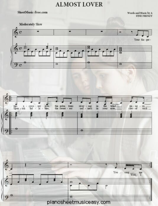 almost lover printable free sheet music for piano 