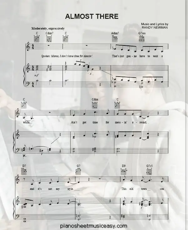 almost there printable free sheet music for piano 