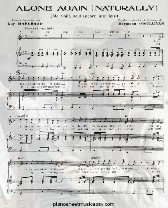 Alone Again (Naturally) Sheet Music | Gilbert O'Sullivan | Piano, Vocal &  Guitar Chords