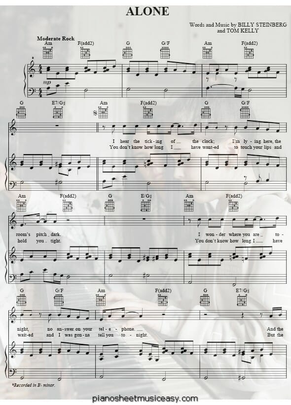 alone heart printable free sheet music for piano 