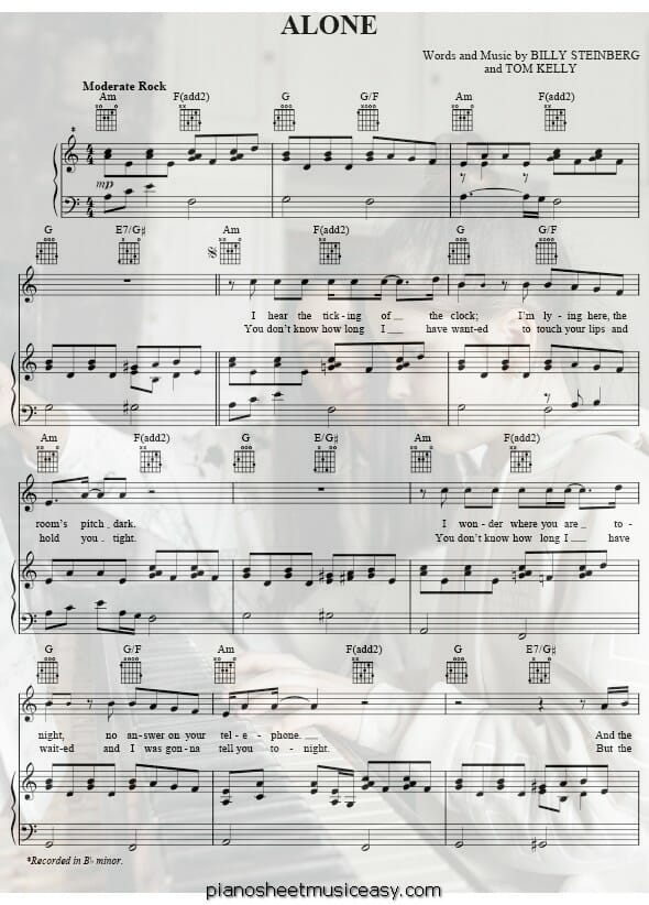 Heart: Alone sheet music for voice, piano or guitar (PDF)