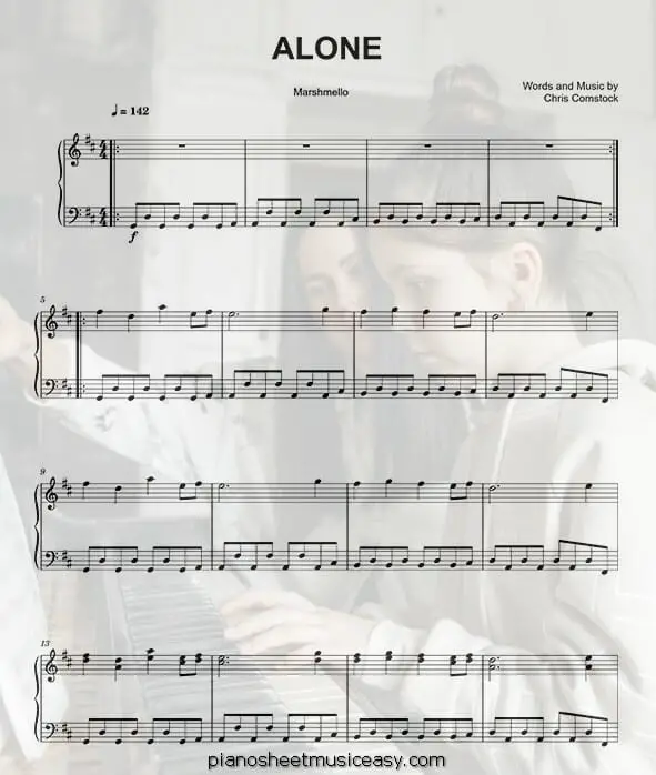 alone marshmello printable free sheet music for piano 