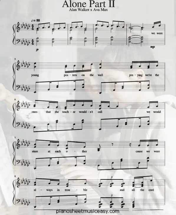 alone part ii printable free sheet music for piano 