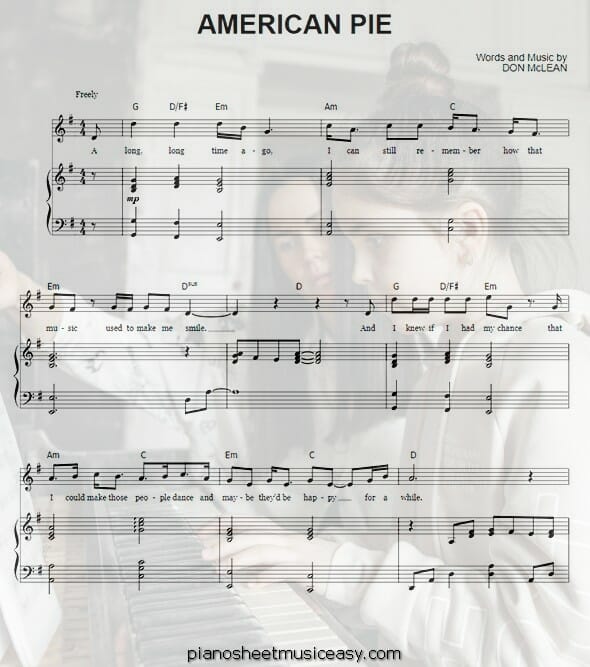 american pie printable free sheet music for piano 