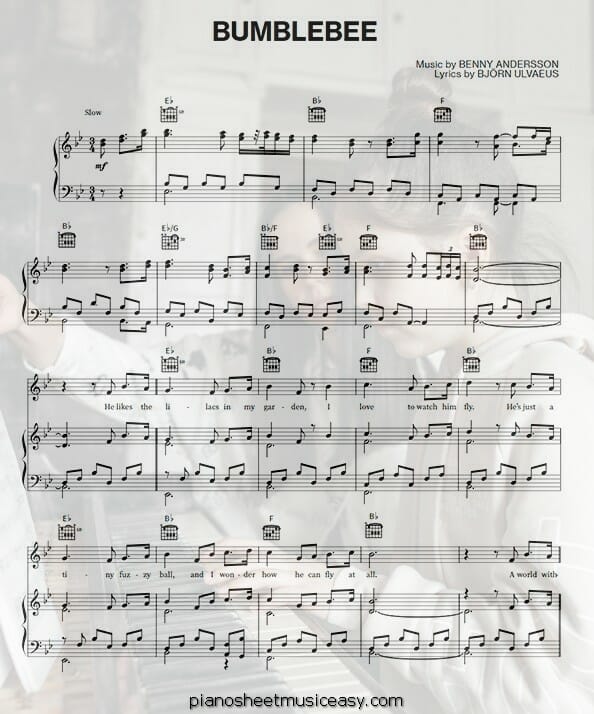 bumblebee printable free sheet music for piano 