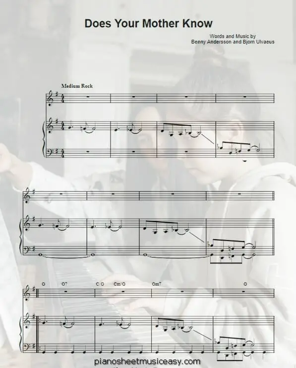 does your mother know printable free sheet music for piano 