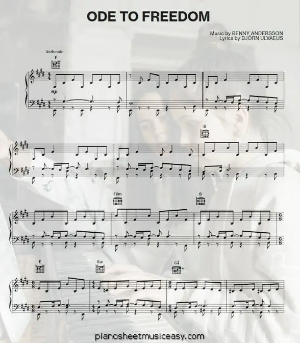 ode to freedom printable free sheet music for piano 