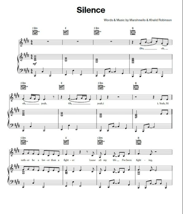 silence printable free sheet music for piano 