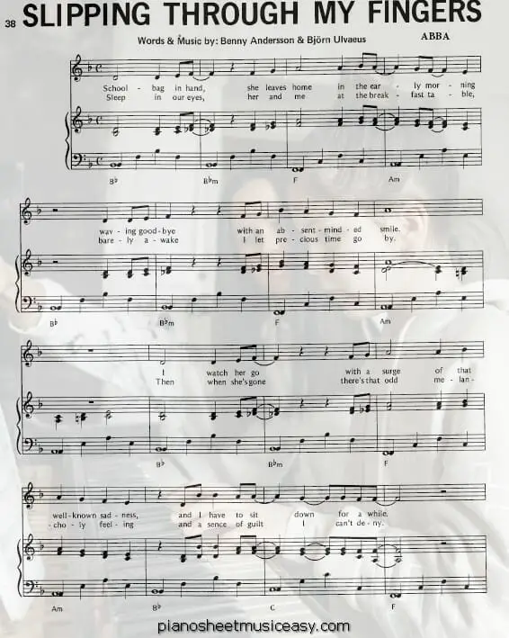 slipping through my fingers printable free sheet music for piano 