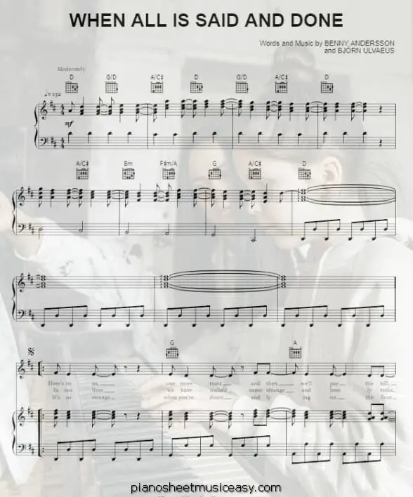 when all is said and done printable free sheet music for piano 