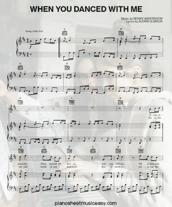 when you danced with me printable free sheet music for piano 