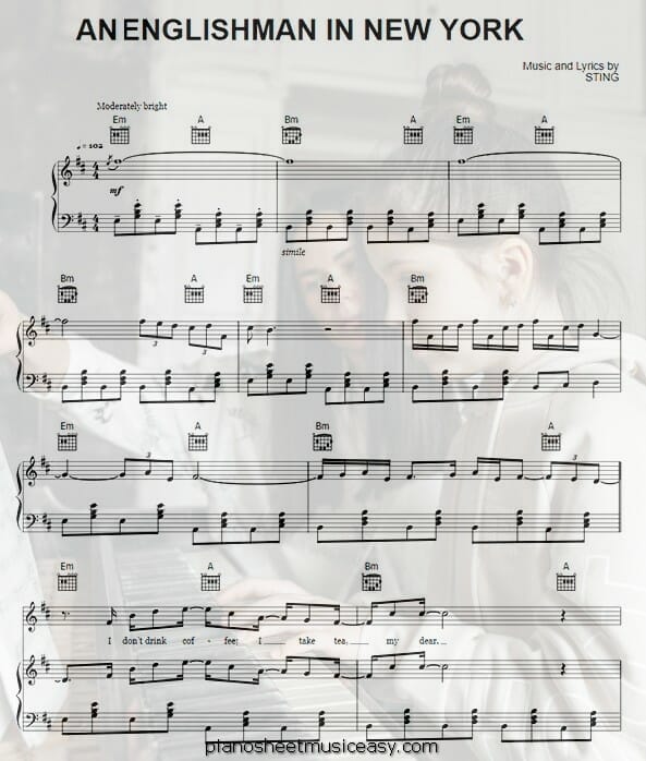 an englishman in new york printable free sheet music for piano 