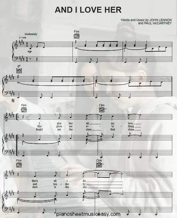 and i love her printable free sheet music for piano 