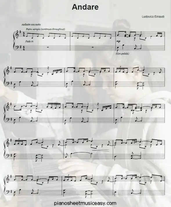 andare printable free sheet music for piano 