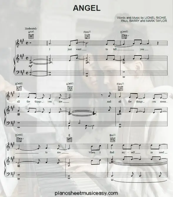 angel lionel richie printable free sheet music for piano 