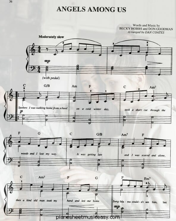 angels among us printable free sheet music for piano 