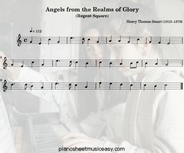 angels from the realms of glory flute printable free sheet music for piano 