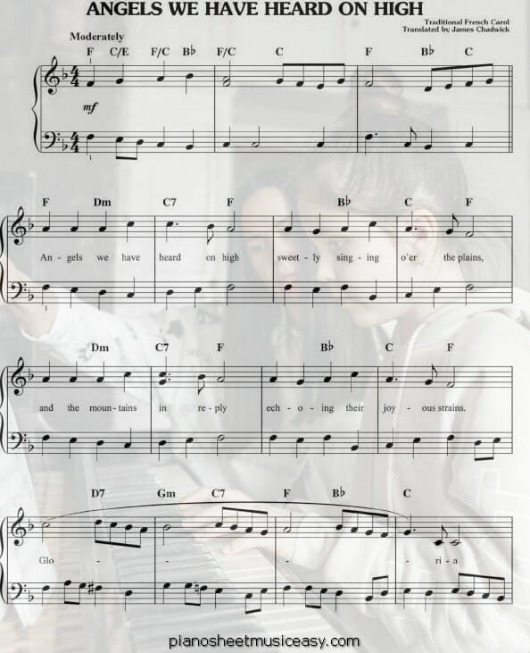 angels we have heard on high christmas printable free sheet music for piano 