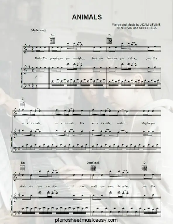 animals maroon 5 printable free sheet music for piano 