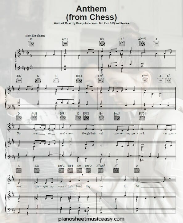 anthem chess printable free sheet music for piano 