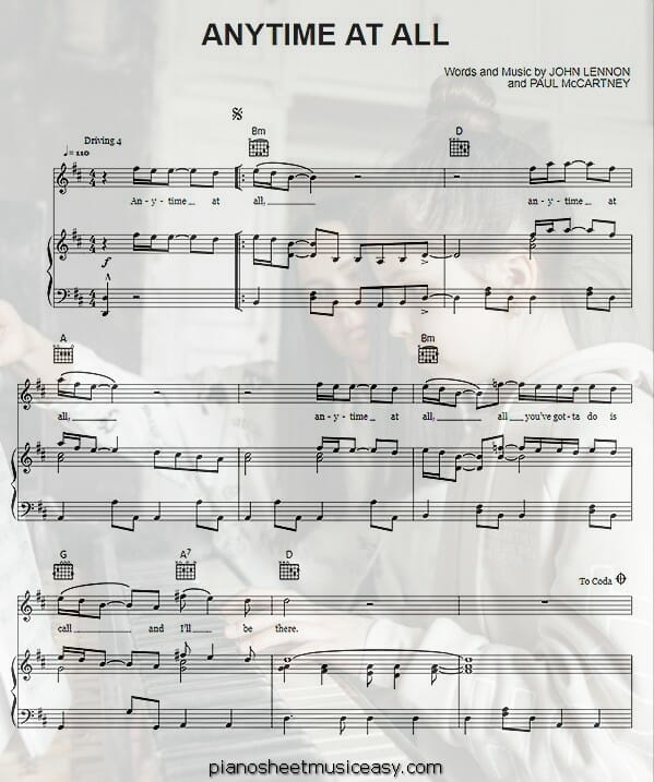 any time at all printable free sheet music for piano 
