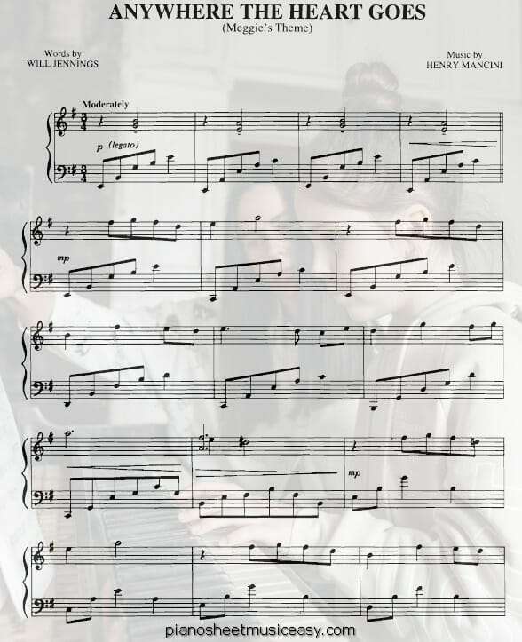 anywhere the heart goes printable free sheet music for piano 