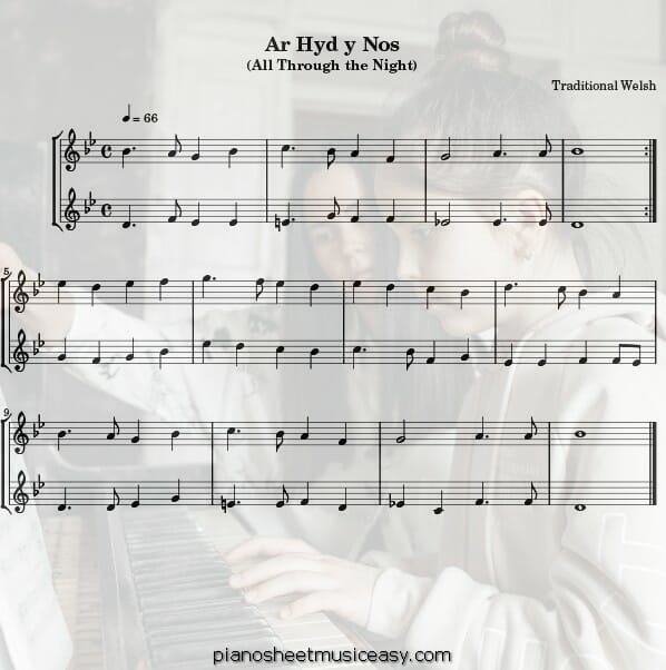 ar hyd y nos flute printable free sheet music for piano 