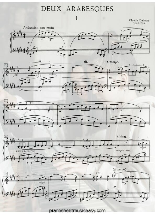 arabesque printable free sheet music for piano 