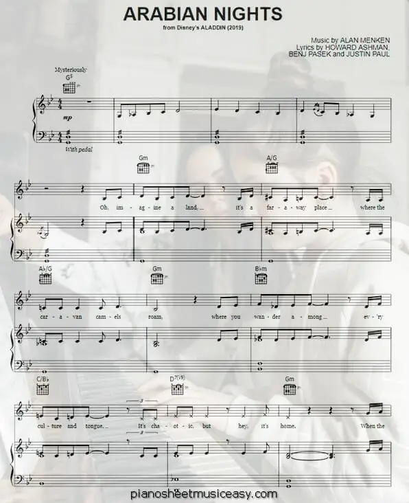 arabian nights printable free sheet music for piano 
