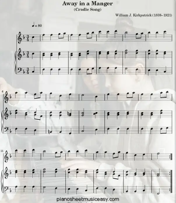 away in a manger flute christmas printable free sheet music for piano 