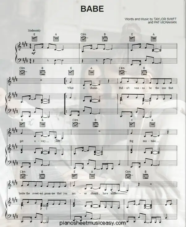 babe printable free sheet music for piano 
