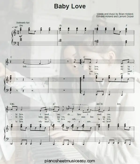 baby love printable free sheet music for piano 