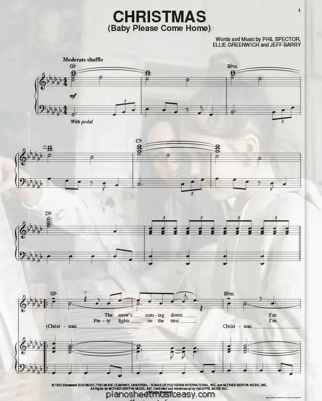 baby please come home printable free sheet music for piano 