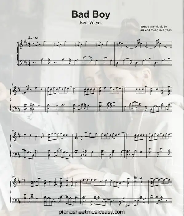 bad boy printable free sheet music for piano 
