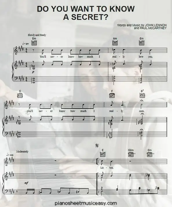 do you want to know a secret printable free sheet music for piano 