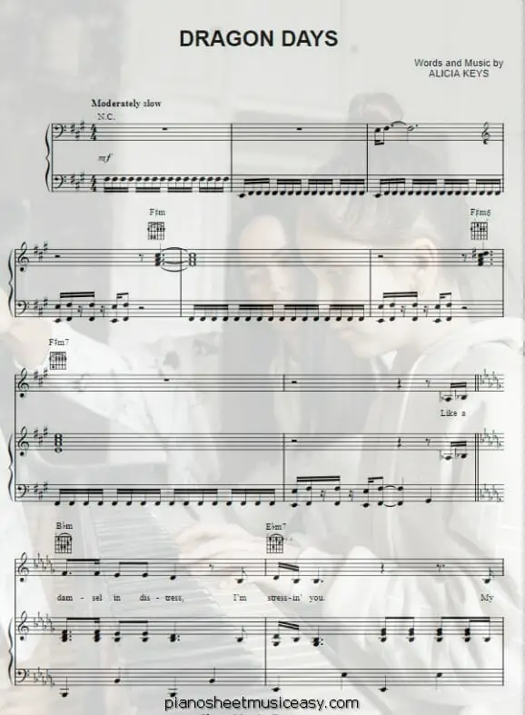 dragon days printable free sheet music for piano 